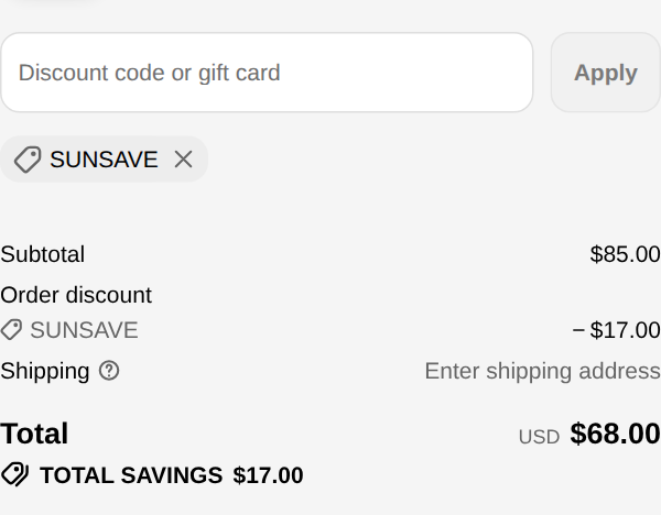 Abaco Polarized checkout with code SunSave applied to Chelsea - Tortoise/Blue Gradient: $17.00 off, total $68.00