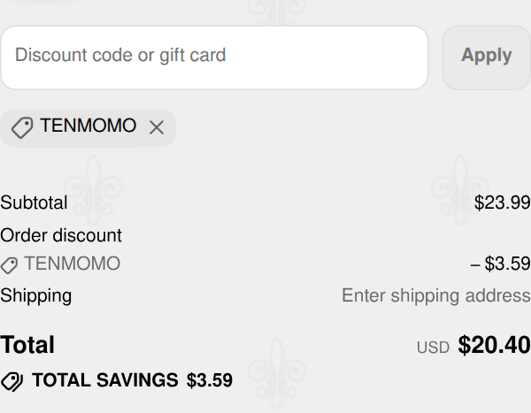 Bonne et Filou checkout with code TENMOMO applied to Dog Macarons (Box of 6) - Strawberry: $3.59 off, total $20.40
