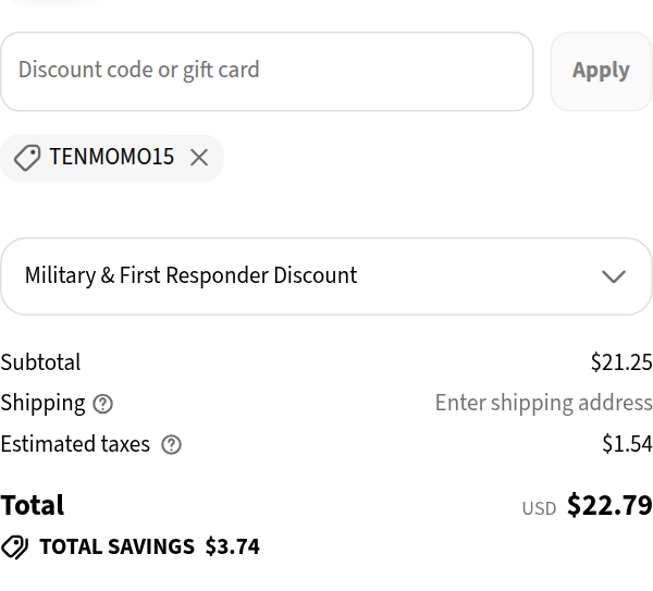 Thread Wallets checkout with code tenmomo15 applied to Emmeline Navy - Vertical Leather Wallet - Emmeline Navy: $3.74 off, total $22.79